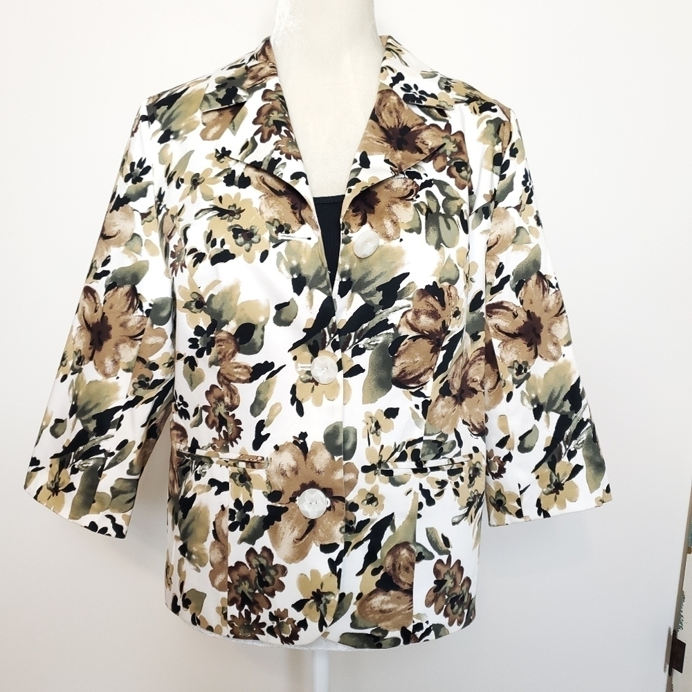 Style Works floral print blazer jacket size 8